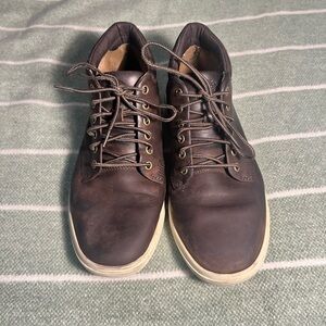 Timberland Dark Brown Leather Lace-Up Boots with Cream Soles